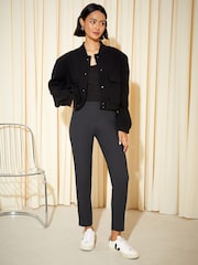Friends Like These Charcoal Grey Petite Sculpting Stretch Trousers - Image 3 of 4