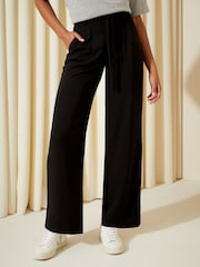 Friends Like These Black Tie Waist Wide Leg Trousers - Image 1 of 4