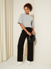 Friends Like These Black Tie Waist Wide Leg Trousers - Image 3 of 4