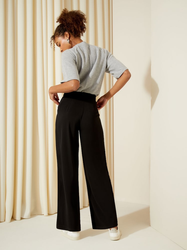 Friends Like These Black Tie Waist Wide Leg Trousers - Image 4 of 4