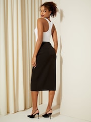 Friends Like These Black Split Front Midi Skirt - Image 4 of 4