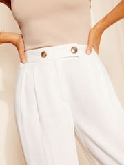 Friends Like These White Wide Leg Trousers with Linen - Image 3 of 4
