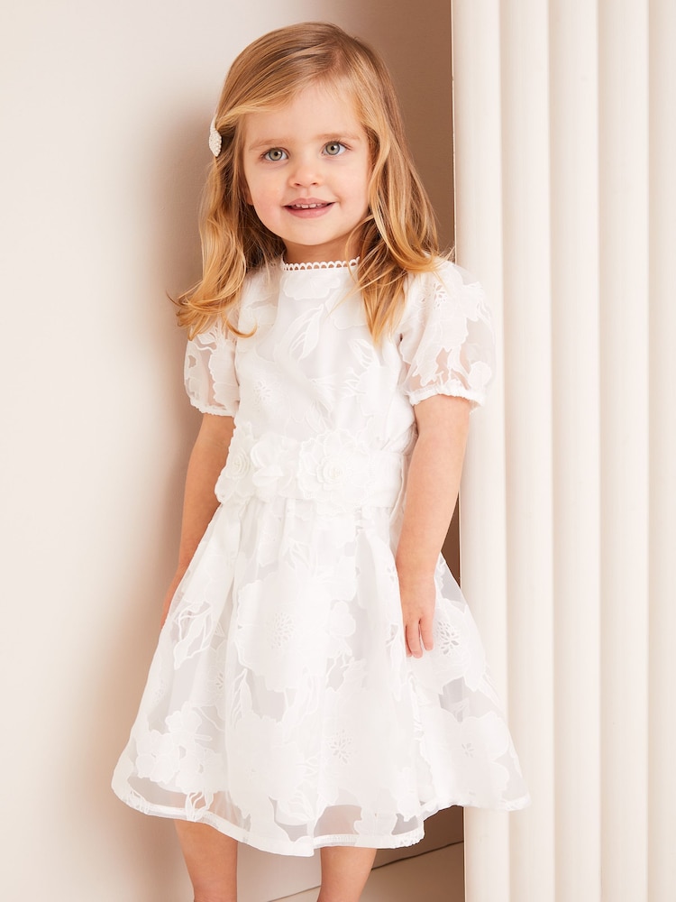 Lipsy White Baby Organza Corsage Occasion Dress (0mths-2yrs) - Image 1 of 6