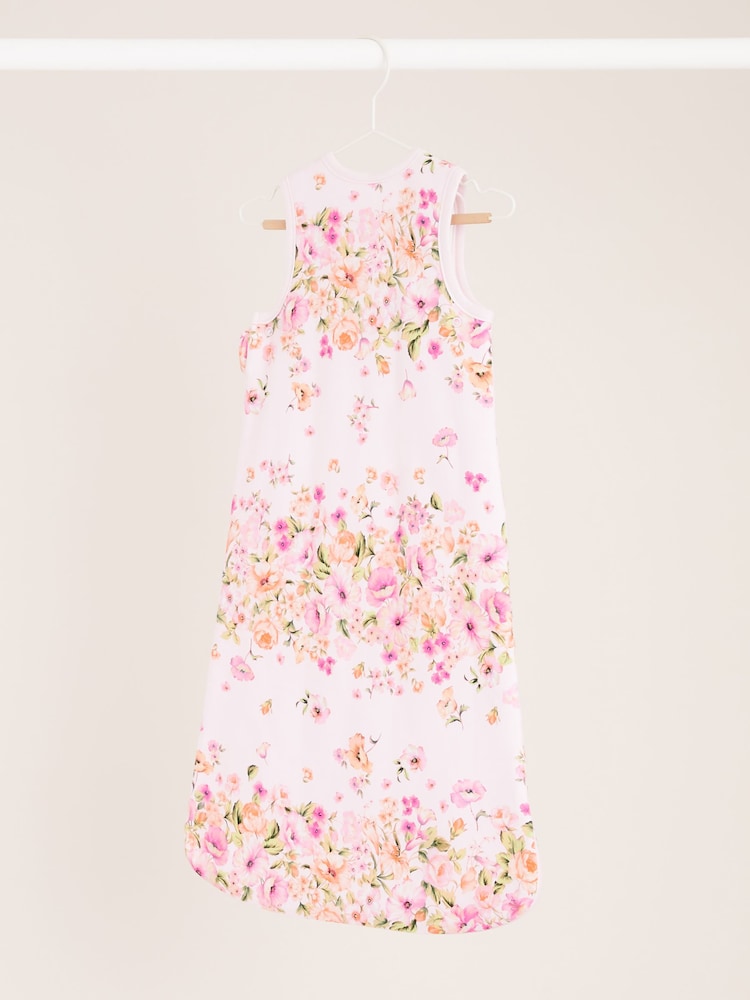 Lipsy Pink Floral Baby 100% Cotton 2.5 Tog Sleep Bag - Image 2 of 5