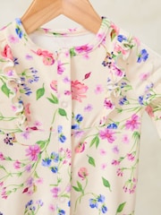 Love & Roses Cream Floral Velour Sleepsuit With Matching Headband (0-2yrs) - Image 3 of 3