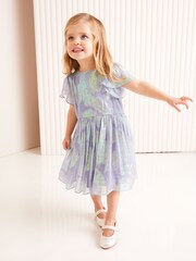 Lipsy Lilac Purple Shimmer Occasion Dress (3mths-6yrs) - Image 2 of 4