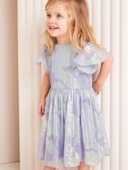 Lipsy Lilac Purple Shimmer Occasion Dress (3mths-6yrs) - Image 3 of 4