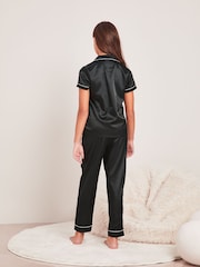 Lipsy Black Satin Shirt And Long Leg Pyjamas - Image 3 of 4