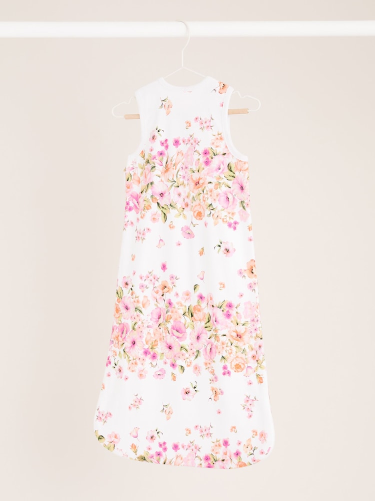 Lipsy White/Pink Floral Baby 100% Cotton 1 Tog Sleep Bag - Image 2 of 5