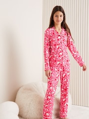 Lipsy Pink/Red Heart Print Jersey Pyjamas (2-16yrs) - Image 2 of 4