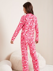 Lipsy Pink/Red Heart Print Jersey Pyjamas (2-16yrs) - Image 3 of 4