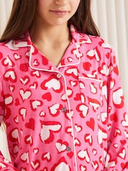 Lipsy Pink/Red Heart Print Jersey Pyjamas (2-16yrs) - Image 4 of 4
