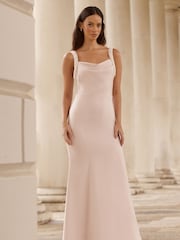 Lipsy Pink Pearl Strap Cowl Maxi Bridesmaid Dress - Image 4 of 4