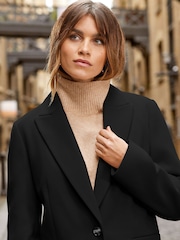 Friends Like These Jet Black Tailored Single Button Coat - Image 3 of 4