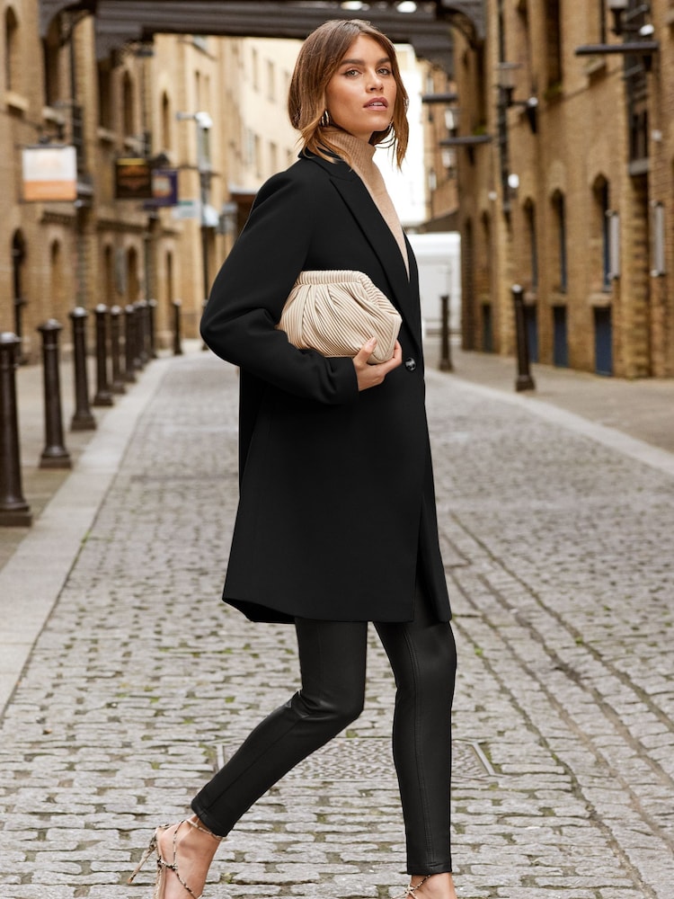 Friends Like These Jet Black Tailored Single Button Coat - Image 4 of 4