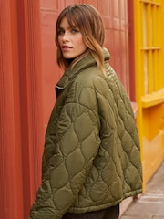 Friends Like These Khaki Green Relaxed Qulited Jacket - Image 4 of 4