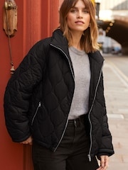 Friends Like These Black Relaxed Qulited Jacket - Image 1 of 4