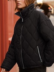 Friends Like These Black Relaxed Qulited Jacket - Image 2 of 4