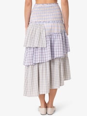 Amy Lynn Blue Thea Multi Check Smocked Tiered Skirt - Image 2 of 7