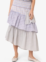 Amy Lynn Blue Thea Multi Check Smocked Tiered Skirt - Image 3 of 7