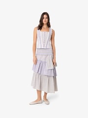 Amy Lynn Blue Thea Multi Check Smocked Tiered Skirt - Image 4 of 7