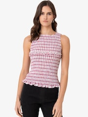 Amy Lynn Mona Smocked Top In Windowpane Check - Bild 1 von 6