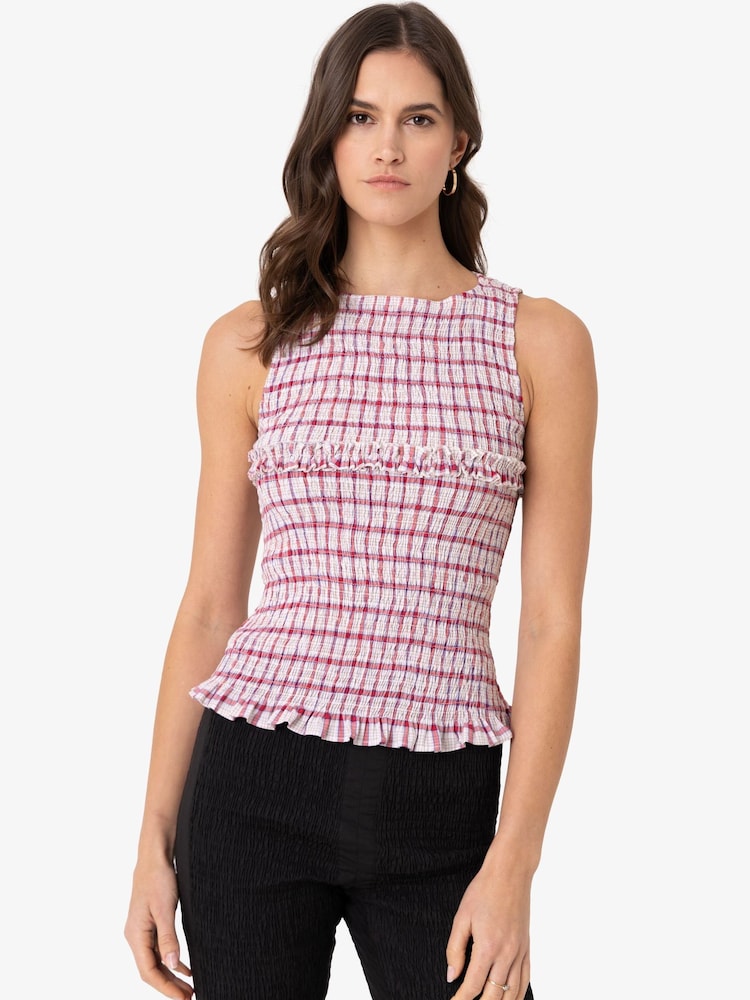 Amy Lynn Mona Smocked Top In Windowpane Check - Bild 1 von 6