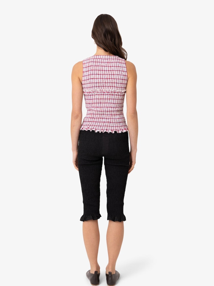 Amy Lynn Mona Smocked Top In Windowpane Check - Bild 2 von 6