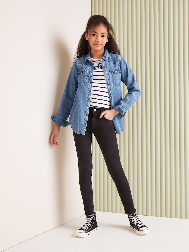 Lipsy Authentic Blue Western Denim Shirt (2-16yrs) - Image 2 of 4 Lipsy Authentic Blue Western Denim Shirt (2-16yrs) - Image 2 of 4