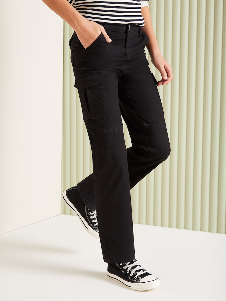 Lipsy Black Cargo Trousers (From 2-16yrs) - Image 1 of 4 Lipsy Black Cargo Trousers (From 2-16yrs) - Image 1 of 4