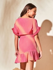Lipsy Pink/Orange Glitter Kaftan (2-16yrs) - Image 3 of 4