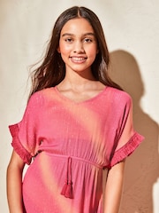 Lipsy Pink/Orange Glitter Kaftan (2-16yrs) - Image 4 of 4
