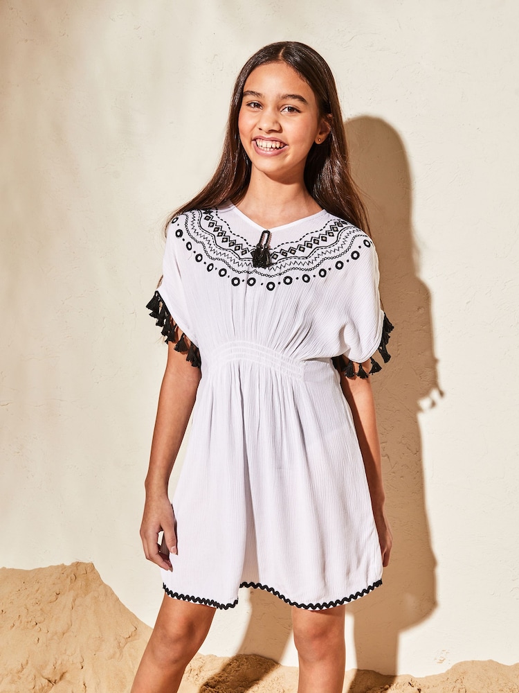 Lipsy White Cheesecloth Kaftan (2-16yrs) - Image 1 of 4 Lipsy White Cheesecloth Kaftan (2-16yrs) - Image 1 of 4