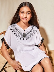 Lipsy White Cheesecloth Kaftan (2-16yrs) - Image 4 of 4