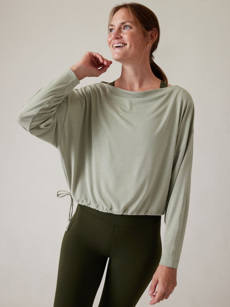 Athleta Light Green Cool Down Top - Image 1 of 5 Athleta Light Green Cool Down Top - Image 1 of 5