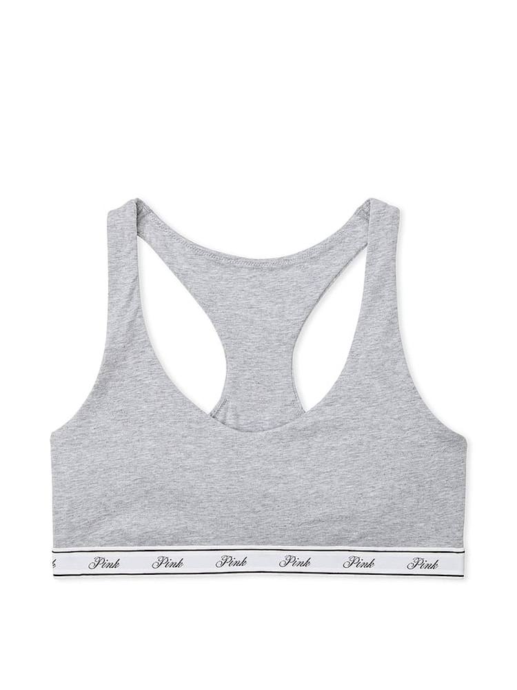 Victoria's Secret PINK Grey Heather Cotton Racerback Scoop Low Impact Bralette - Image 3 of 3 Victoria's Secret PINK Grey Heather Cotton Racerback Scoop Low Impact Bralette - Image 3 of 3