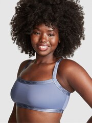 Victoria's Secret PINK Blue Dusty Iris Soft Stretch Logo Scoop Bralette - Image 1 of 4