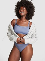 Victoria's Secret PINK Blue Dusty Iris Soft Stretch Logo Scoop Bralette - Image 3 of 4