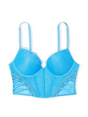 Victoria's Secret Capri Blue Lace Push Up Eyelet Corset Bra Top - Image 3 of 3
