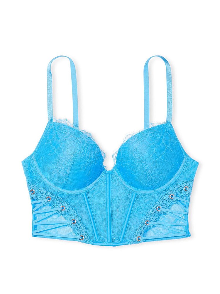 Victoria's Secret Capri Blue Lace Push Up Eyelet Corset Bra Top - Image 3 of 3