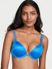 Victoria's Secret Shocking Blue Lace Add 2 Cups Push Up Double Shine Strap Add 2 Cups Push Up Bombshell Bra - Image 1 of 4