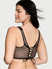 Victoria's Secret Black Lace Unlined Demi Eyelet Corset Bra Top - Image 2 of 3