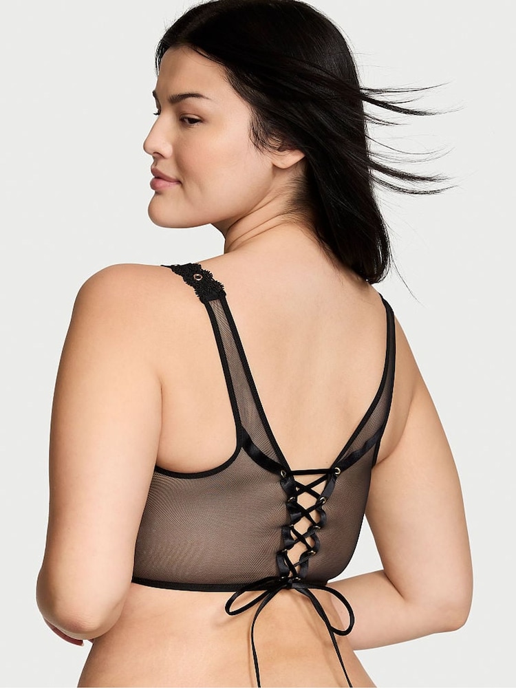 Victoria's Secret Black Lace Unlined Demi Eyelet Corset Bra Top - Image 2 of 3