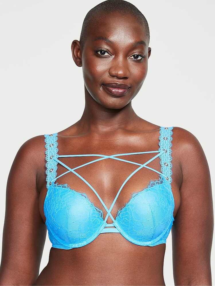 Victoria's Secret Capri Blue Push Up Eyelet Lace Bra - Image 1 of 3