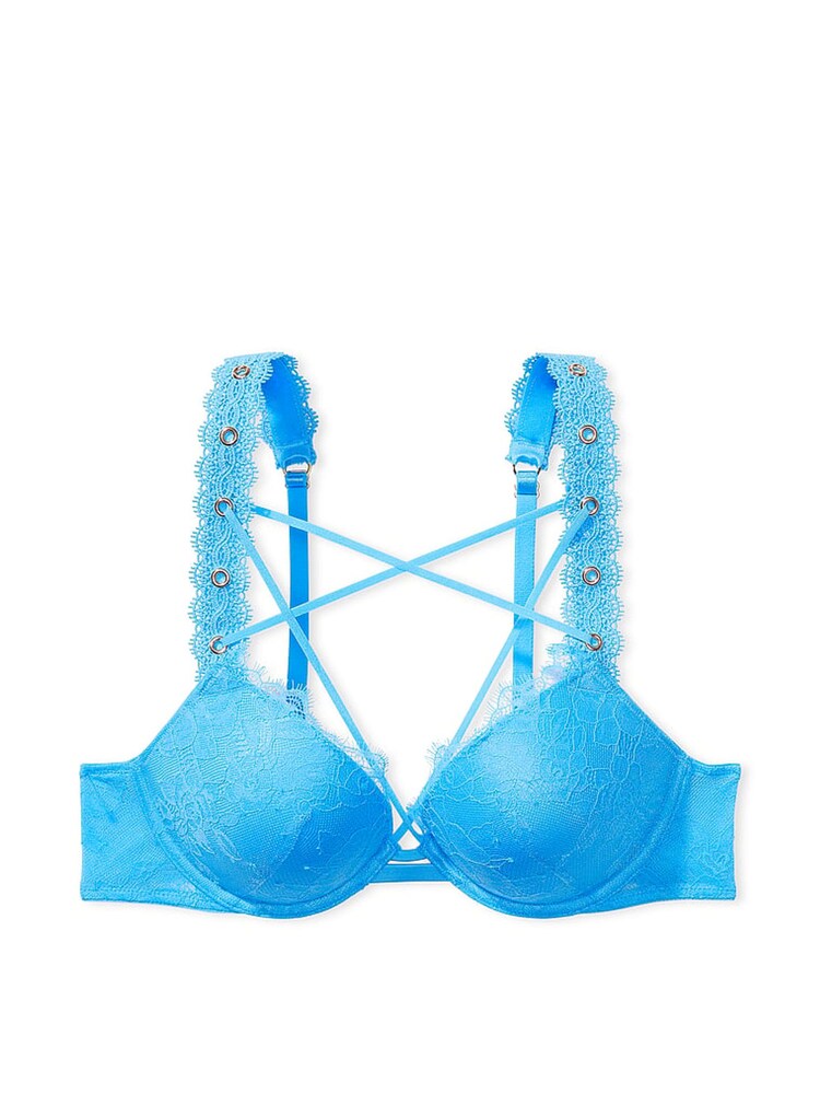 Victoria's Secret Capri Blue Push Up Eyelet Lace Bra - Image 3 of 3