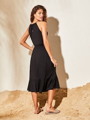 Lipsy Black Jersey Sleeveless Halter Summer Holiday Midi Dress - Image 2 of 4