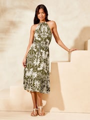 Impression Palm - Robe mi-longue Lipsy dos nu en jersey sans manches Summer Holiday - Image 1 of 4