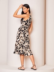 Lipsy Ikat Print Jersey Sleeveless Halter Summer Holiday Midi Dress - Image 2 of 4
