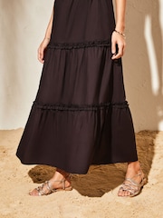 Lipsy Black Halter Sleeveless Hybrid Mix Tiered Maxi Dress - Image 4 of 4