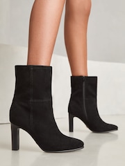 Lipsy Black Block Heeled Faux Suede Boot - Image 1 of 4